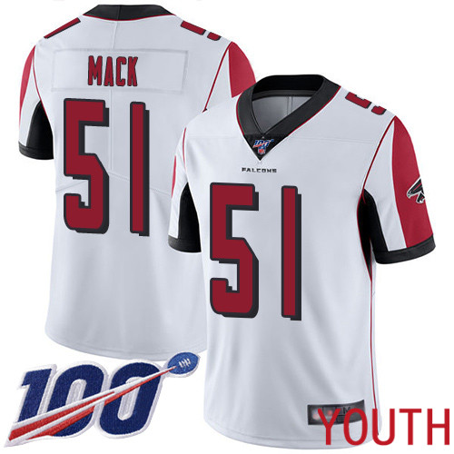 Atlanta Falcons Limited White Youth Alex Mack Road Jersey NFL Football 51 100th Season Vapor Untouchable